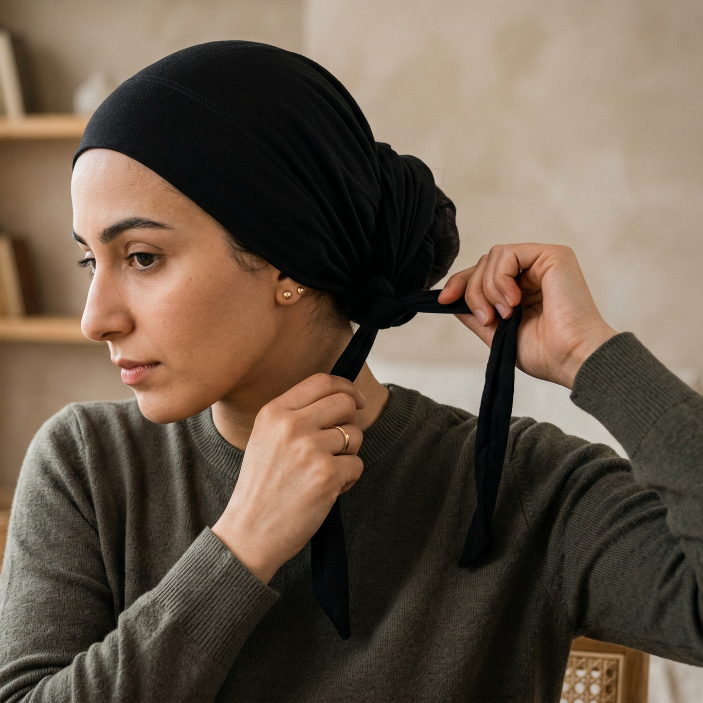 Tie-Back Hijab Cap - Black